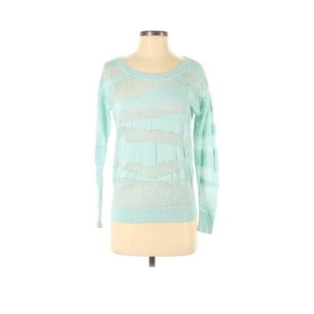 Vince Camuto Open Knit Pullover Lightweight Sweater Light Blue‎ Women's Size XS